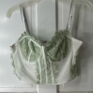 Green and White bustier